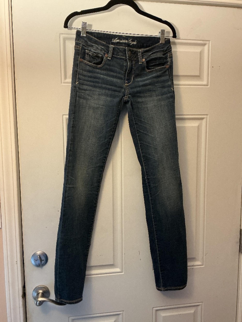 American Eagle Skinny Jeans Womens 2 Regular Dark Wash Low Rise‎ Stretch Denim